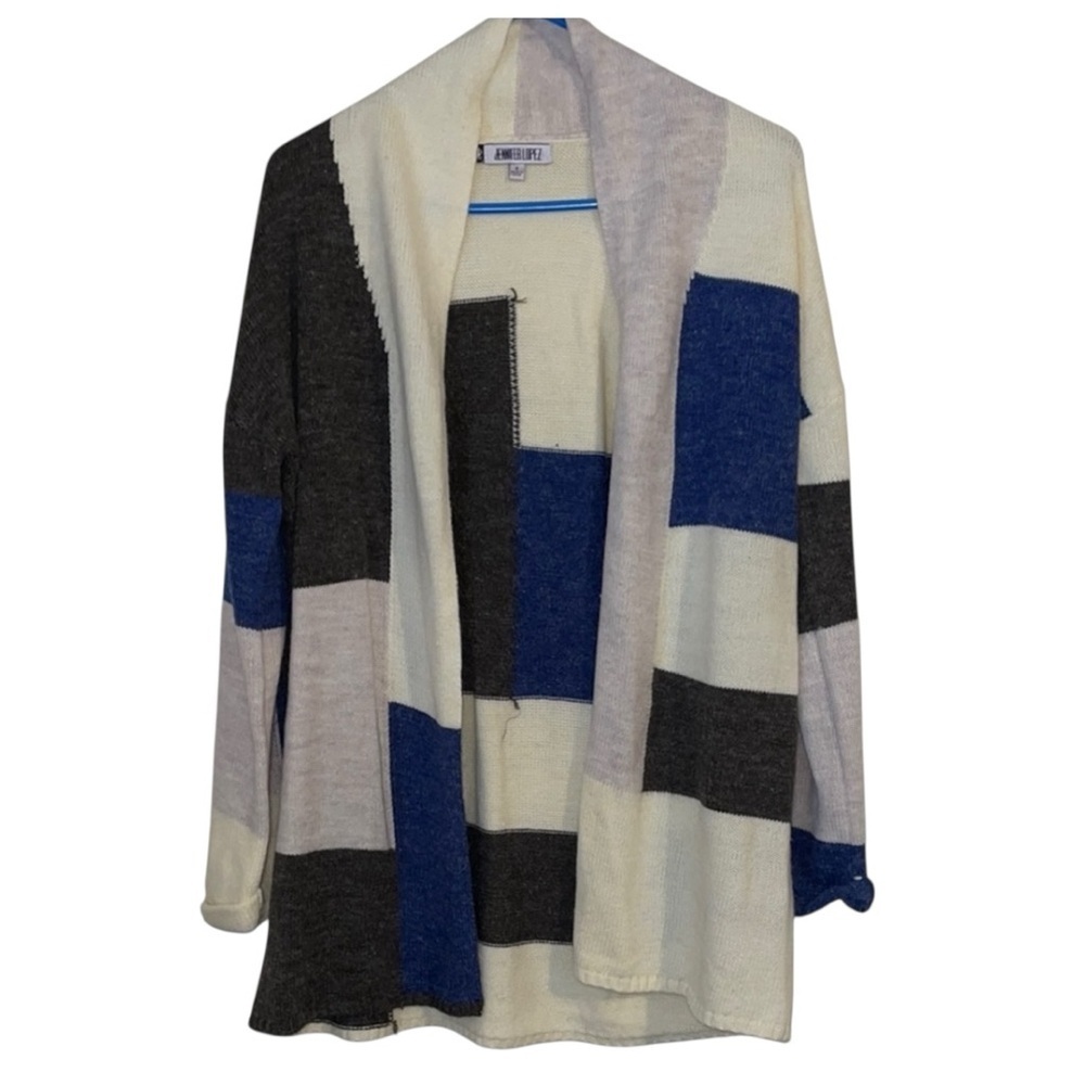 🌺JENNIFER LOPEZ COLOR-BLOCK OPEN CARDIGAN